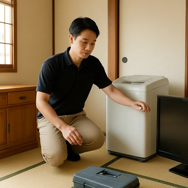 北区でサイドボード・縦型洗濯機・液晶テレビを確認する出張買取＋遺品整理の事例イメージ