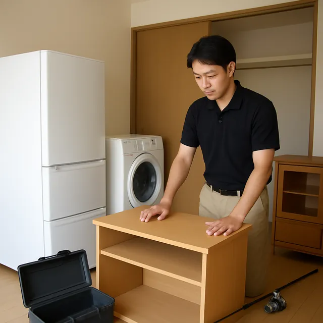 北区で学習机・サイドボード・釣具を確認する出張買取＋不用品回収の事例イメージ