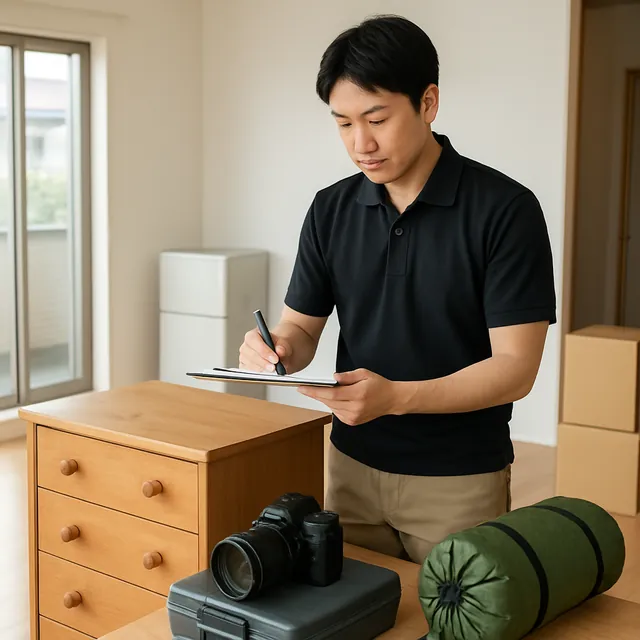 小金井市でチェスト・カメラ・アウトドア用品を確認する出張買取の事例イメージ