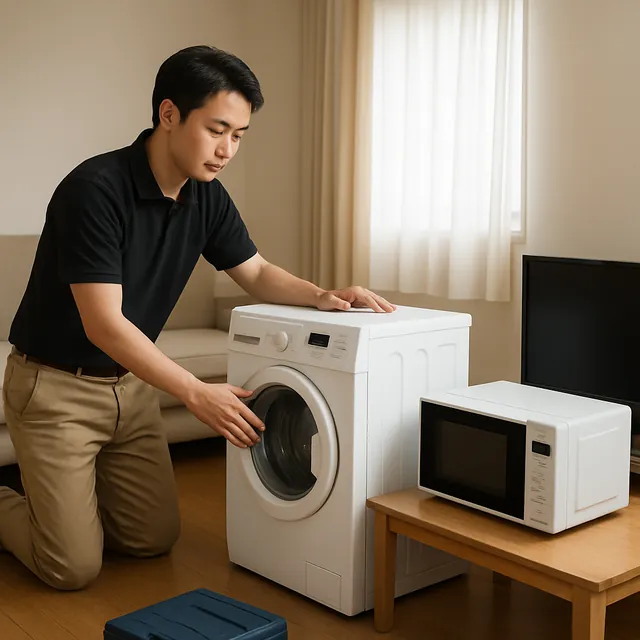 小金井市でドラム式洗濯機・電子レンジ・モニターを確認する出張買取の事例イメージ