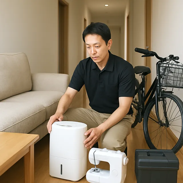 小金井市で除湿機・ミシン・自転車を確認する出張買取＋家片付けの事例イメージ