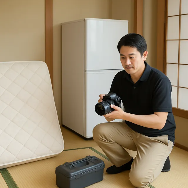 小金井市でマットレス・冷蔵庫・カメラを確認する出張買取＋遺品整理の事例イメージ