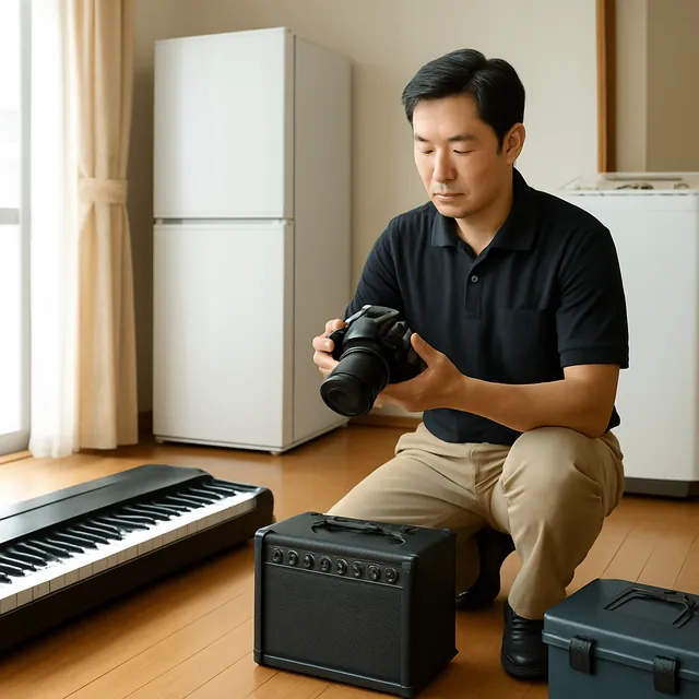 小金井市で電子ピアノ・アンプ・カメラを確認する出張買取＋遺品整理の事例イメージ