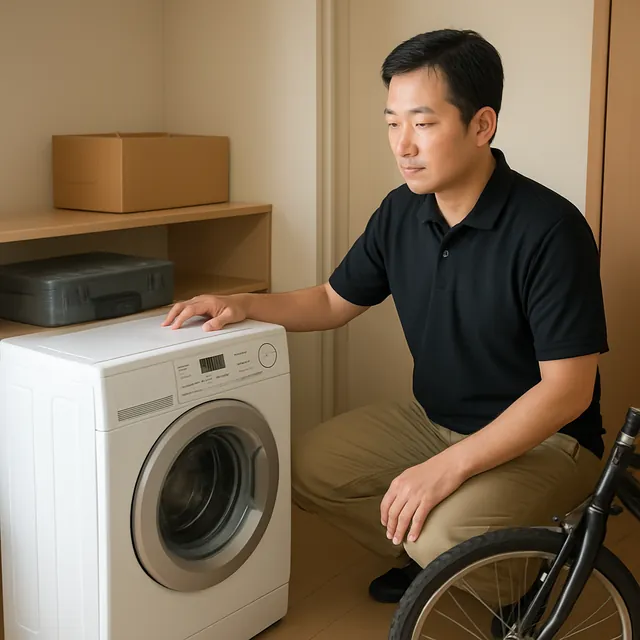 小金井市でドラム式洗濯機・アンプ・自転車を確認する出張買取＋引越しの事例イメージ