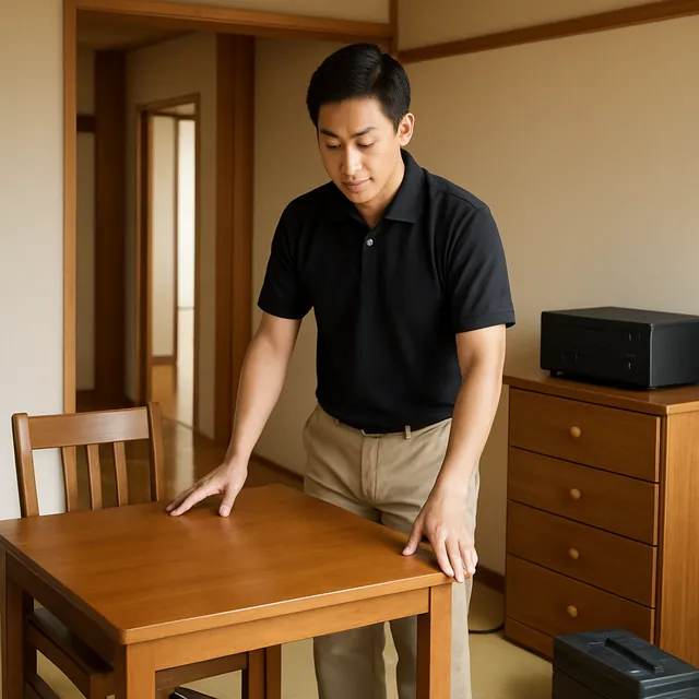 小金井市でダイニングテーブル・チェスト・アンプを確認する出張買取＋不用品回収の事例イメージ