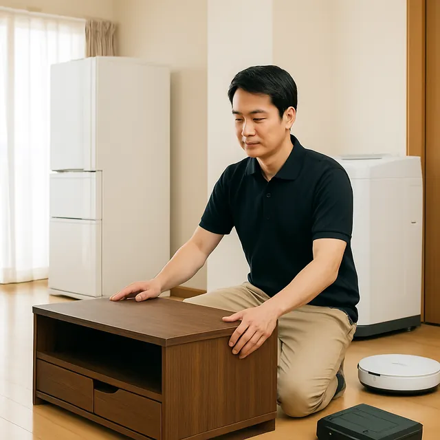 狛江市でテレビボード・電子レンジ・ロボット掃除機を確認する出張買取の事例イメージ