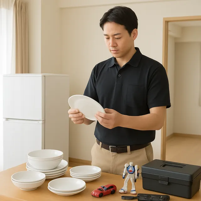 狛江市で冷蔵庫・食器セット・ホビー用品を確認する出張買取＋遺品整理の事例イメージ