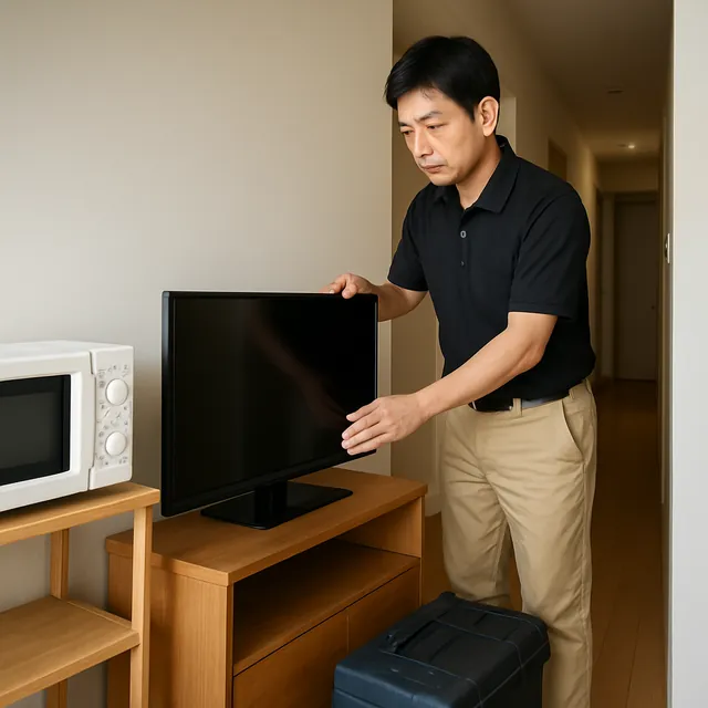 狛江市でレンジ台・有機ELテレビ・電子レンジを確認する出張買取＋引越しの事例イメージ