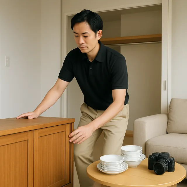 狛江市でサイドボード・食器セット・カメラを確認する出張買取＋引越しの事例イメージ