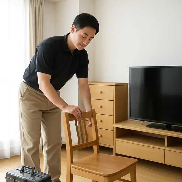 越谷市でダイニングチェア・チェスト・有機ELテレビを確認する出張買取＋家片付けの事例イメージ