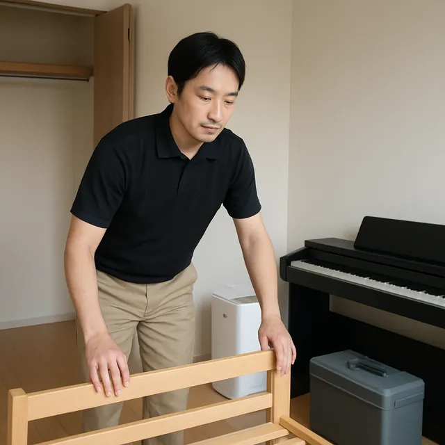 越谷市でベッドフレーム・空気清浄機・電子ピアノを確認する出張買取＋引越しの事例イメージ