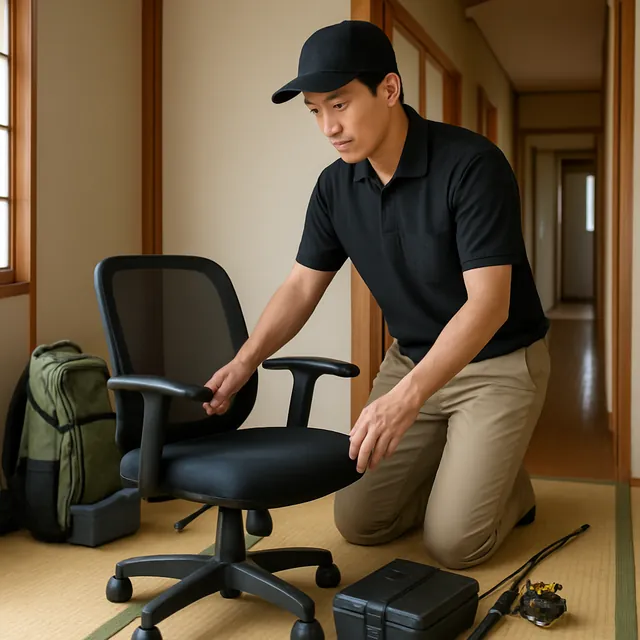 越谷市でオフィスチェア・釣具・アウトドア用品を確認する出張買取＋不用品回収の事例イメージ