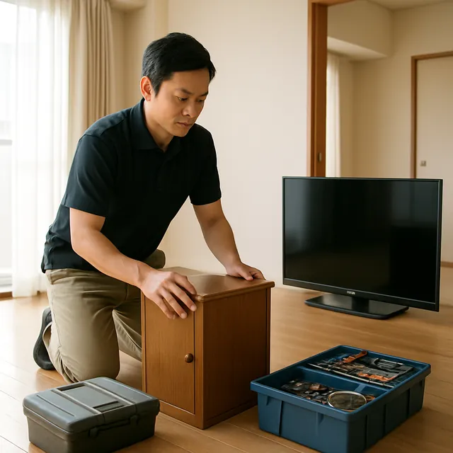 越谷市でキャビネット・有機ELテレビ・ホビー用品を確認する出張買取＋不用品回収の事例イメージ