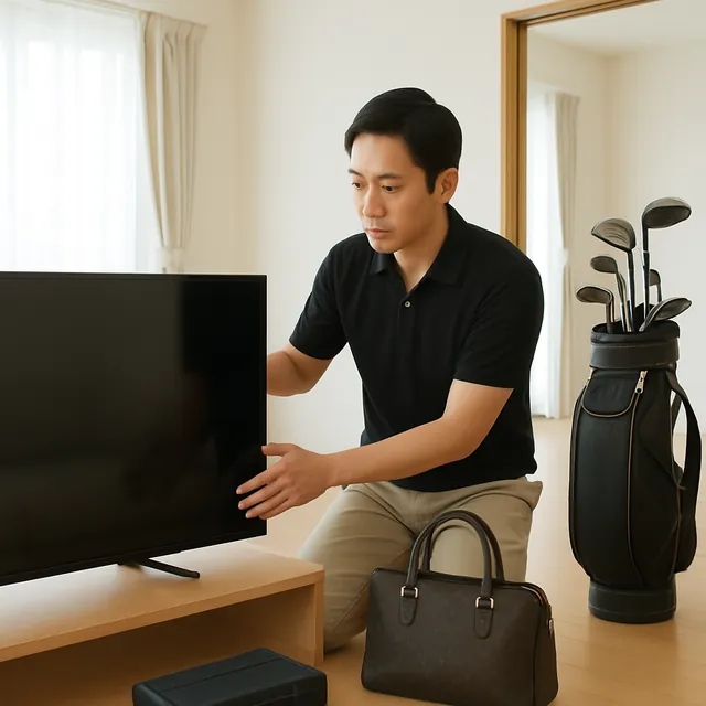 江東区で有機ELテレビ・ブランドバッグ・ゴルフ用品を確認する出張買取＋家片付けの事例イメージ