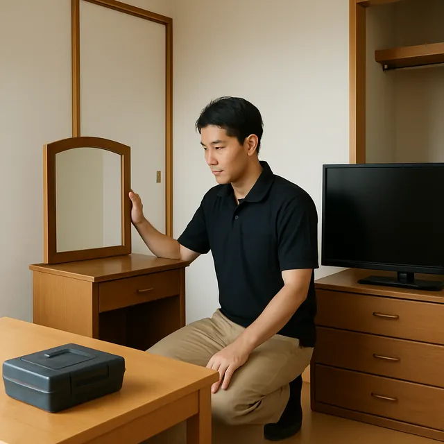 江東区でデスク・ドレッサー・液晶テレビを確認する出張買取＋遺品整理の事例イメージ
