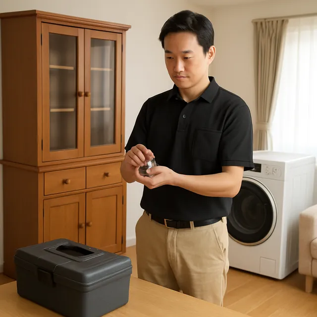江東区で食器棚・ドラム式洗濯機・腕時計を確認する出張買取＋遺品整理の事例イメージ