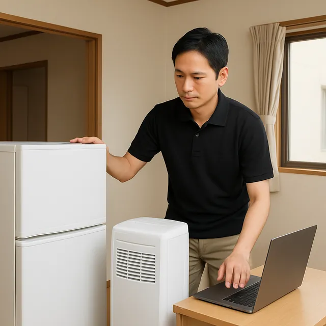 江東区で冷蔵庫・除湿機・パソコンを確認する出張買取＋遺品整理の事例イメージ