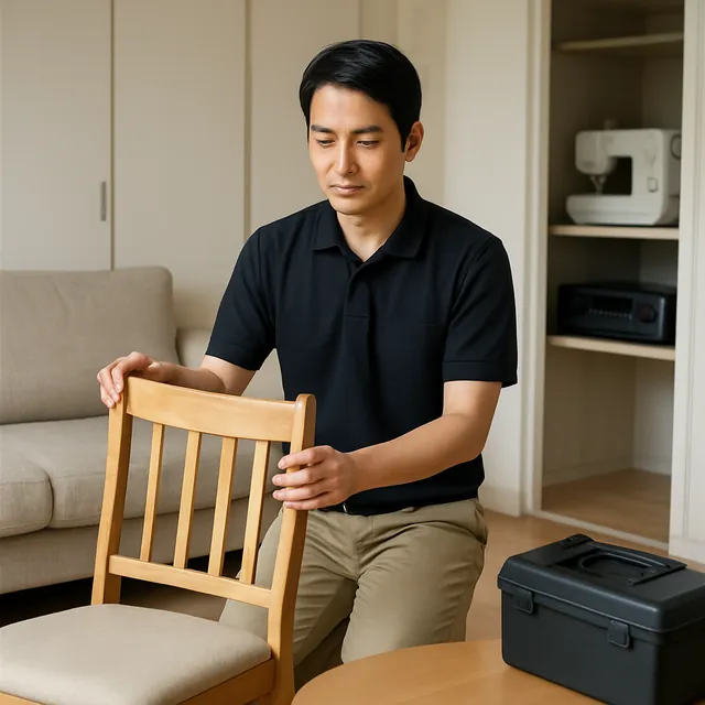 江東区でダイニングチェア・アンプ・ミシンを確認する出張買取＋引越しの事例イメージ