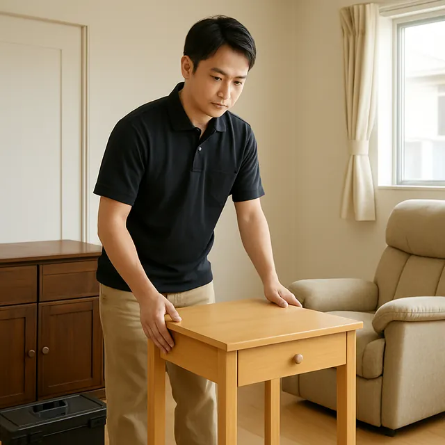 江東区で学習机・サイドボード・リクライニングチェアを確認する出張買取＋不用品回収の事例イメージ
