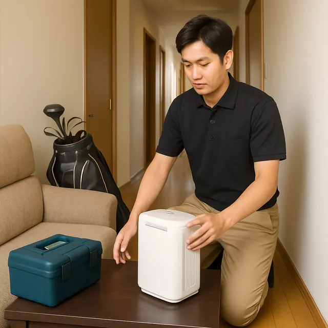 松戸市で空気清浄機・電動工具・ゴルフ用品を確認する出張買取＋家片付けの事例イメージ
