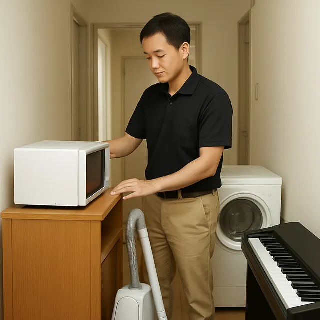松戸市でレンジ台・掃除機・電子ピアノを確認する出張買取＋引越しの事例イメージ