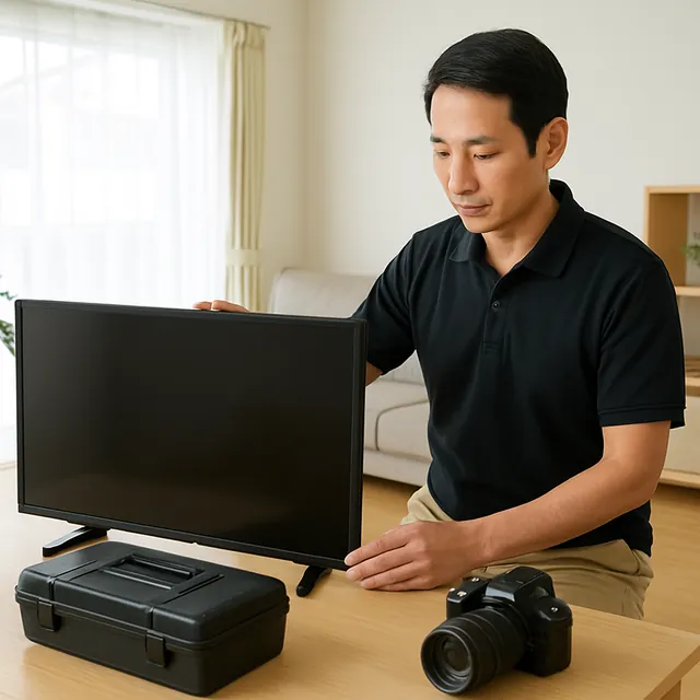 松戸市で液晶テレビ・工具箱・カメラを確認する出張買取＋不用品回収の事例イメージ