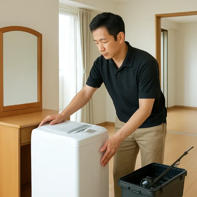 目黒区でドレッサー・縦型洗濯機・釣具を確認する出張買取＋家片付けの事例イメージ