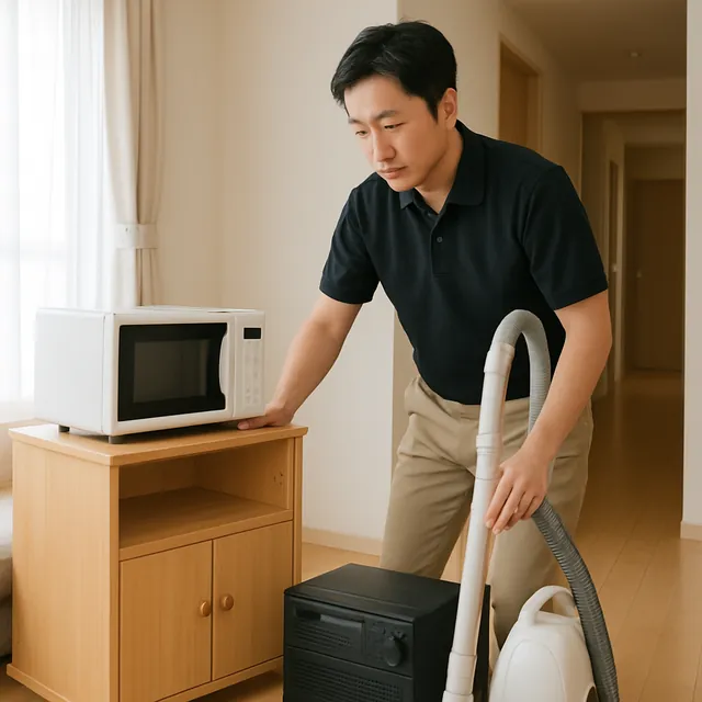 目黒区でレンジ台・掃除機・アンプを確認する出張買取＋不用品回収の事例イメージ