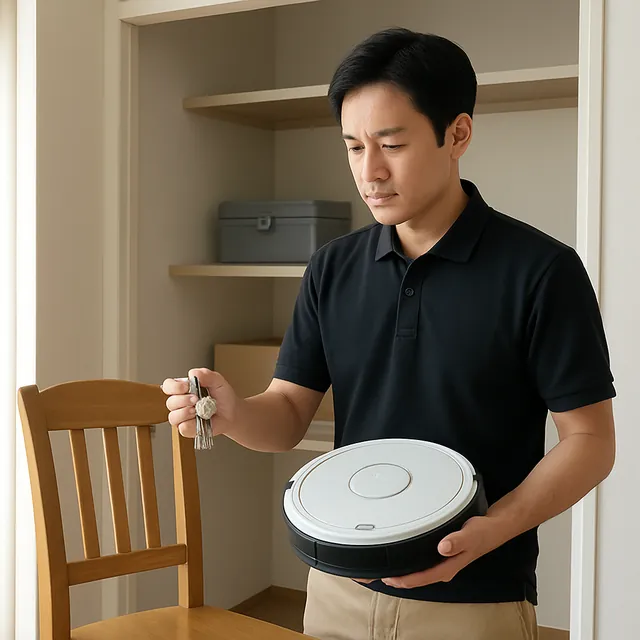 港区でダイニングチェア・ロボット掃除機・腕時計を確認する出張買取＋引越しの事例イメージ