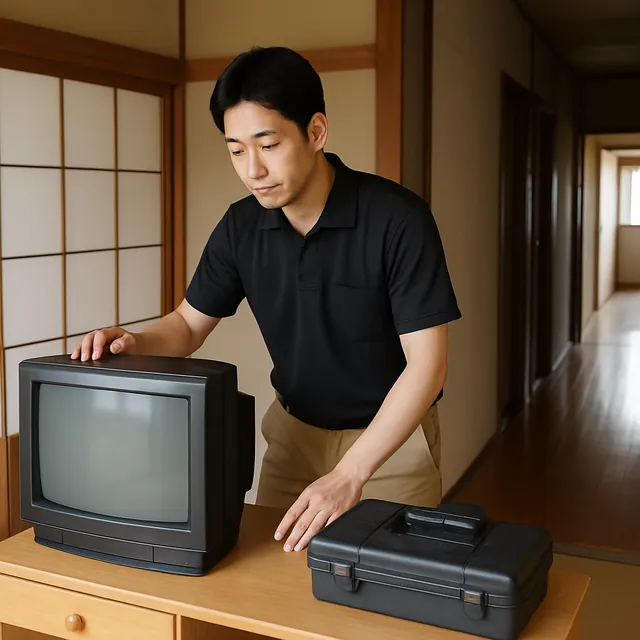 港区でデスク・液晶テレビ・工具箱を確認する出張買取＋不用品回収の事例イメージ