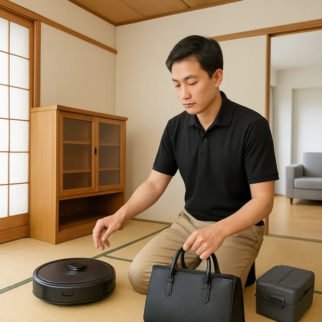 三郷市で食器棚・ロボット掃除機・ブランドバッグを確認する出張買取の事例イメージ