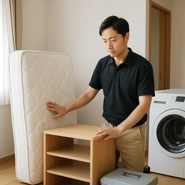 三郷市でマットレス・レンジ台・ドラム式洗濯機を確認する出張買取の事例イメージ