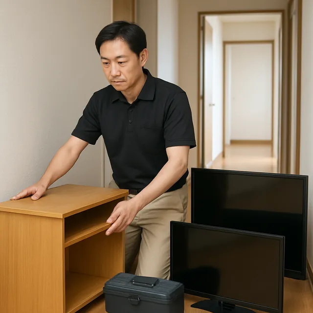 三郷市で学習机・液晶テレビ・有機ELテレビを確認する出張買取＋家片付けの事例イメージ