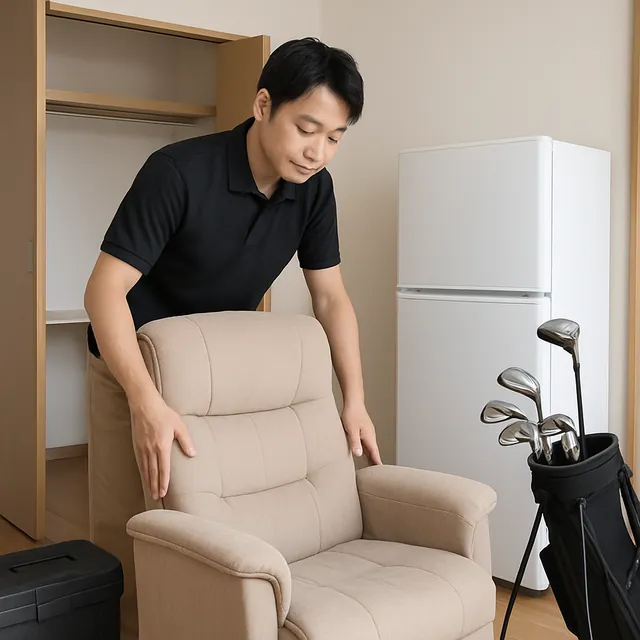 三郷市でリクライニングチェア・冷蔵庫・ゴルフ用品を確認する出張買取＋家片付けの事例イメージ