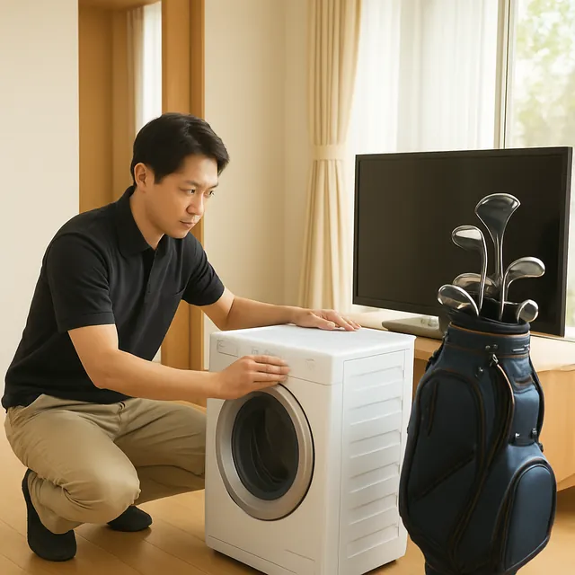 三郷市でドラム式洗濯機・液晶テレビ・ゴルフ用品を確認する出張買取＋遺品整理の事例イメージ