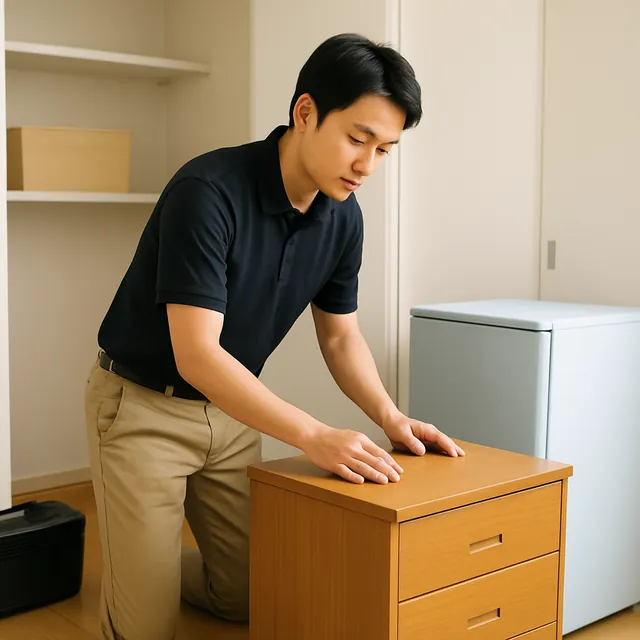 三鷹市でチェスト・デスク・冷蔵庫を確認する出張買取＋家片付けの事例イメージ