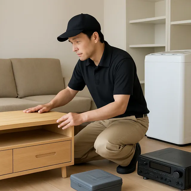 三鷹市でテレビボード・縦型洗濯機・アンプを確認する出張買取＋遺品整理の事例イメージ
