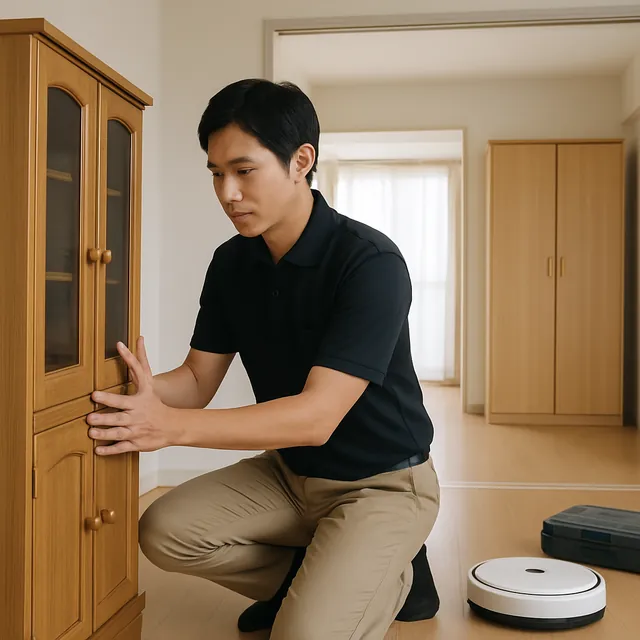 三鷹市で食器棚・洋服タンス・ロボット掃除機を確認する出張買取＋遺品整理の事例イメージ