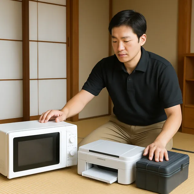 三鷹市で電子レンジ・プリンター・電動工具を確認する出張買取＋引越しの事例イメージ