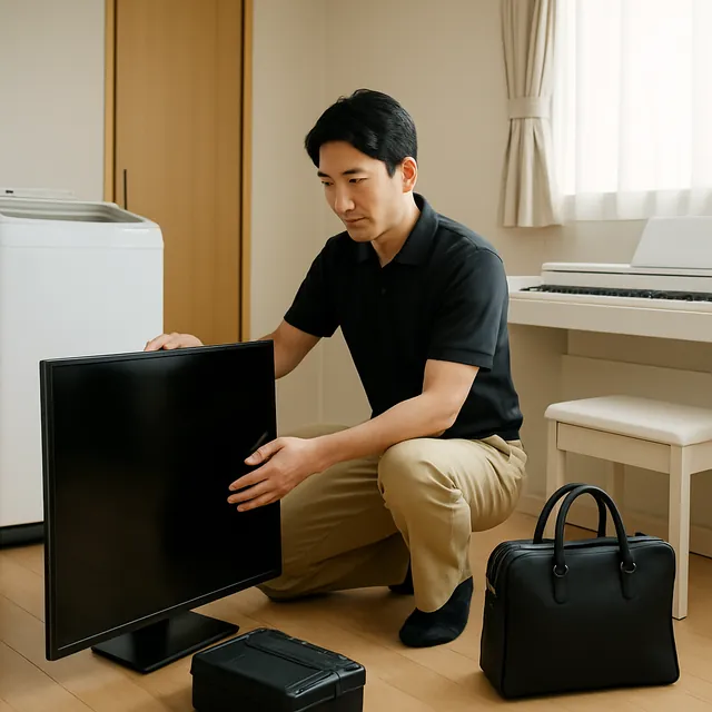 武蔵野市で有機ELテレビ・電子ピアノ・ブランドバッグを確認する出張買取＋家片付けの事例イメージ