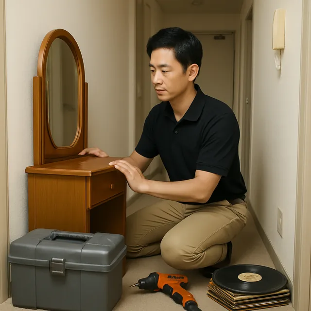武蔵野市でドレッサー・電動工具・レコードを確認する出張買取＋引越しの事例イメージ