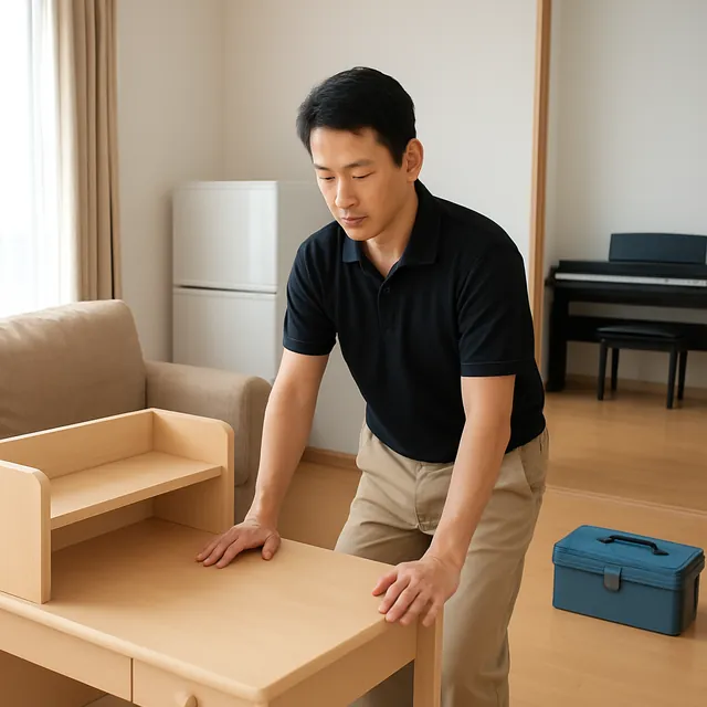 武蔵野市で学習机・冷蔵庫・電子ピアノを確認する出張買取＋不用品回収の事例イメージ