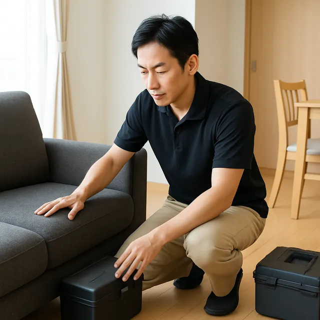 武蔵野市でカウチソファ・ダイニングチェア・アンプを確認する出張買取＋不用品回収の事例イメージ