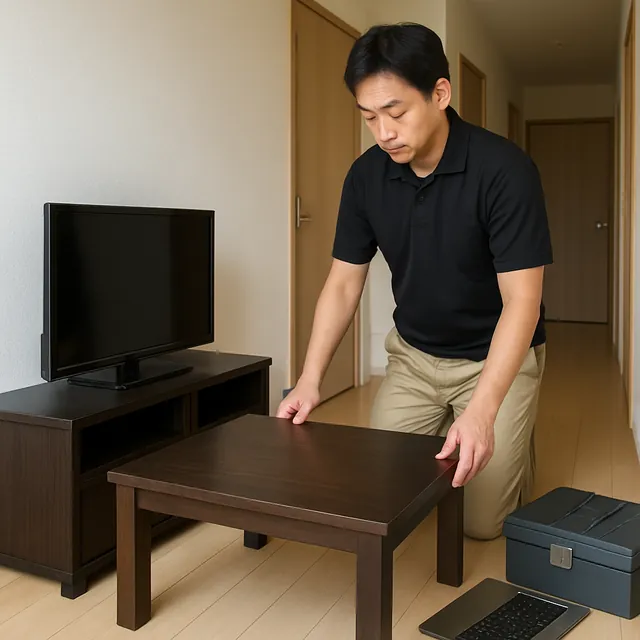 流山市でローテーブル・テレビボード・パソコンを確認する出張買取の事例イメージ