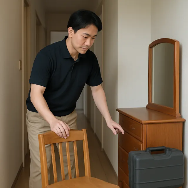 流山市でダイニングチェア・ドレッサー・電動工具を確認する出張買取＋家片付けの事例イメージ