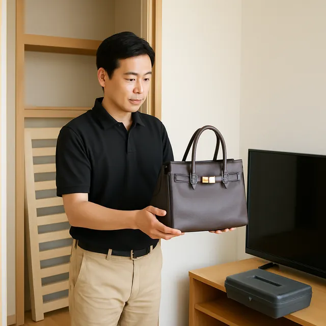流山市でベッドフレーム・有機ELテレビ・ブランドバッグを確認する出張買取＋遺品整理の事例イメージ