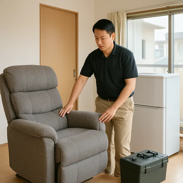 流山市でリクライニングチェア・冷蔵庫・工具箱を確認する出張買取＋遺品整理の事例イメージ