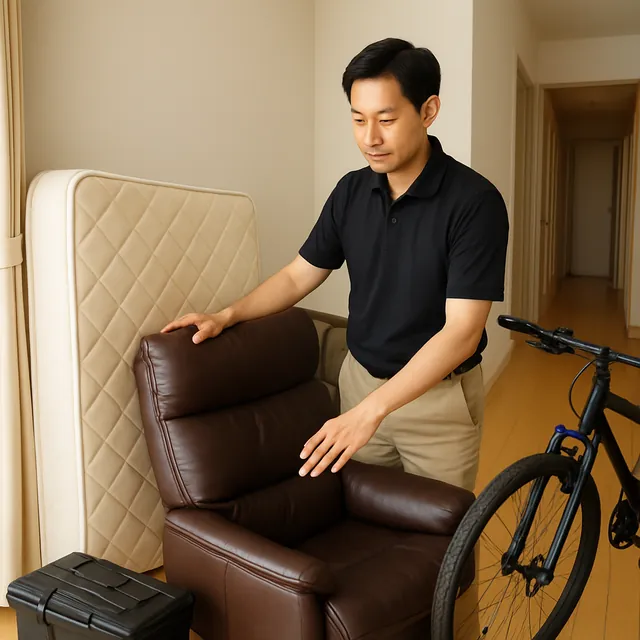 流山市でマットレス・リクライニングチェア・自転車を確認する出張買取＋不用品回収の事例イメージ