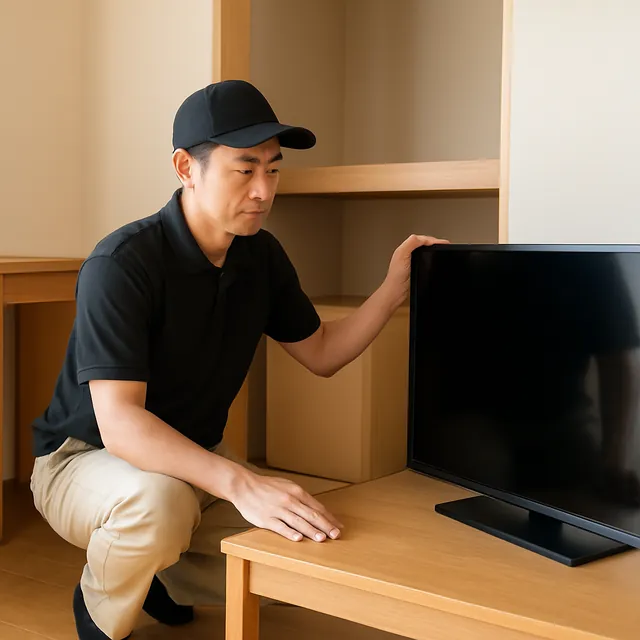 流山市でローテーブル・デスク・有機ELテレビを確認する出張買取＋不用品回収の事例イメージ