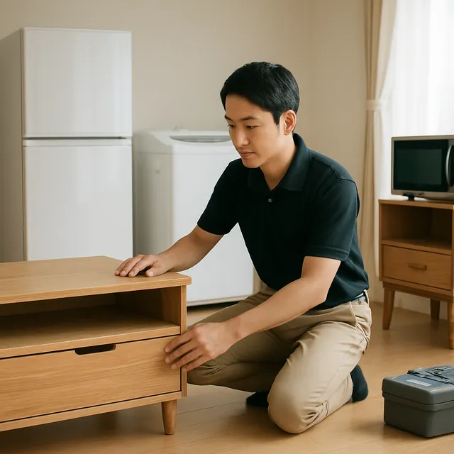 中野区でテレビボード・レンジ台・レコードを確認する出張買取の事例イメージ